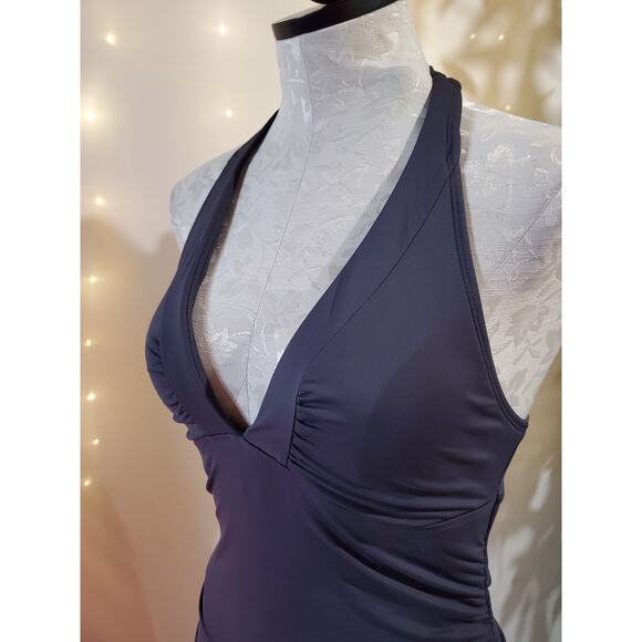 Athleta Shirrendipity Halter Tankini Swim Top Womens Size ST Dress Blue Beach - Picture 7 of 11
